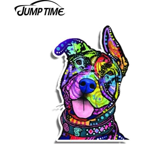 Jump Time 13cm x 8.5cm PIT BULL Decal 3D Car Styling Car Stickers Vinyl Dog Graphic Decor Window Bumper Waterproof Car Body