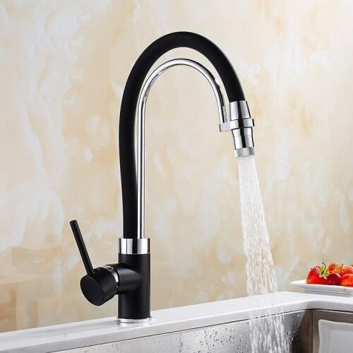 Kitchen Faucets Single Handle Black and Chrome Tall Pull Down Kitchen Faucet Single Hole Handle Swivel 360 Degree Sink Mixer Tap