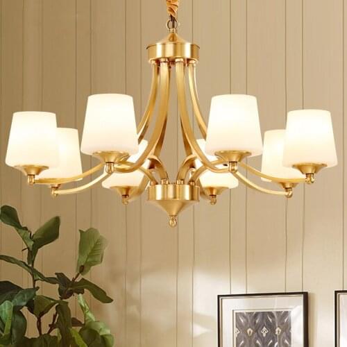 American style modern copper pendant lights,living room e27 led lamp,simple bedroom copper lamp European style glass Fixtures