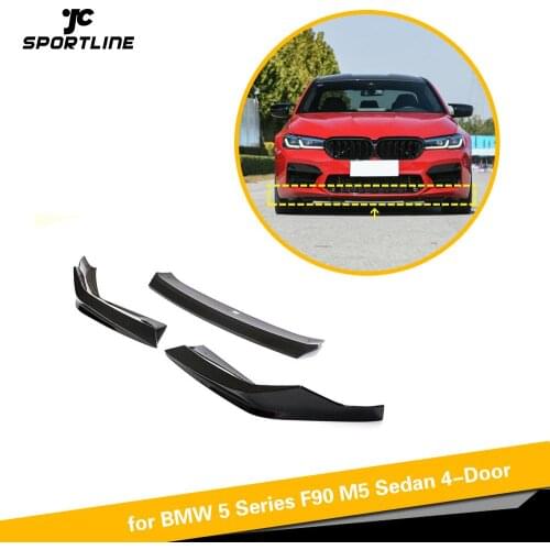 Car Front Bumper Lip Spoiler Splitters For BMW 5 Series F90 M5 Sedan LCI 2020 2021 Front Lip Chin Spoiler Apron Carbon Fiber