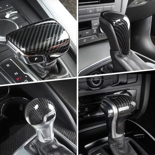 Carbon Fiber For Audi A3 A4 A5 A6 A7 Q2 Q5 Q7 S3 S4 S5 S6 S7 B8 B9 Console Gearshift Handle Head Frame Cover Sticker Accessories