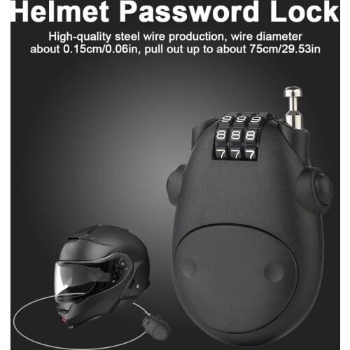 Universal Motorcycle Helmet Password Lock Telescopic Wire Rope Steel Cable Code Lock Anti-theft Bicycle Motorcycle Helmet Lock
