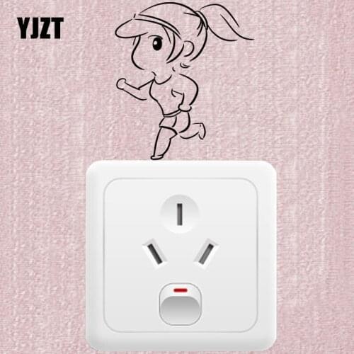 YJZT A Running Girl Vinyl Door Wall Stickers Room Home Light Switch Decals 8SS2122