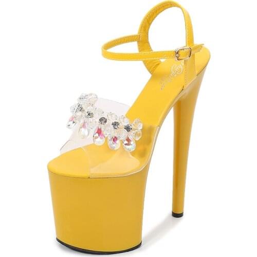 Large Size European And American Exquisite Crystal Stiletto 20 Cm Sexy Crystal Ladies Sandals Summer Trend Temperament High Heel