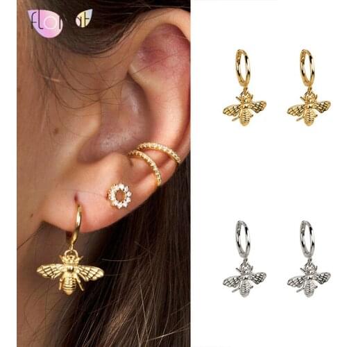 Sea Turtle Peace Dove Bee Hoop Earrings 925 Sterling Silver Earrings Dangle Hoop Earrings Animal Gold Earrings for Women A30