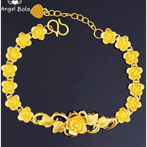 Bohemian Style New Luxury Jewelry Womens Floral Gold Charm Bracelet Exquisite Fashion Wedding Party Holiday Gift Wholesale