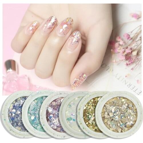 1 Box Nail Mermaid Glitter Flakes Sparkly 3D Hexagon Colorful Sequins Spangles Polish Manicure Nails Art Decorations