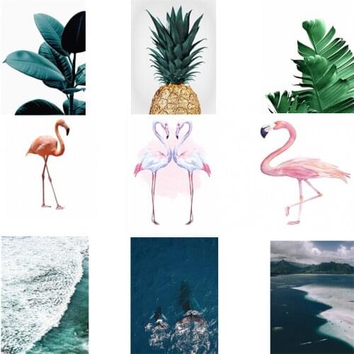 1PC Tropical Rainforest Style Flamingo Green Leaf Pineapple Beach Wall Art Canvas Painting Poster Print Living Room Decoration