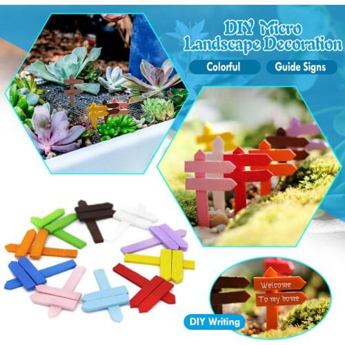 10pcs Mini Miniature Wood Fence Signpost Craft Garden Decor Ornament Plant Pot Micro Landscape Bonsai Diy Dollhouse Fairy
