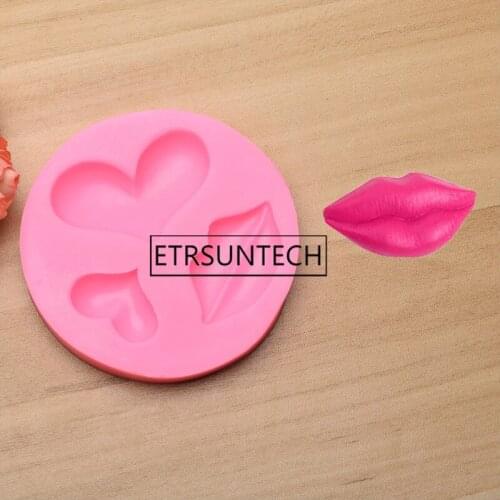 100pcs Lip Heart LOVE Shapes Silicone Mold Sugarcraft Cookie Cupcake Chocolate Baking Mold Fondant Cake