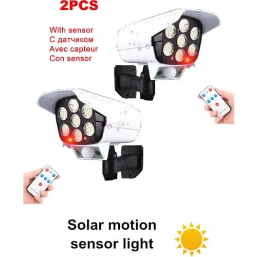 2pcs remote Solar motion sensor lamp light Fake Camera 4pcs Bullet Security Outdoor Dummy Camera Waterproof Surveillance Flashin