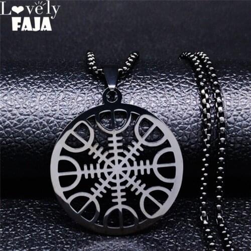 2021 Stainless Steel Amulet Viking Long Chain Necklace Black Color Long Men Necklaces Jewelry kolye erkek N20354
