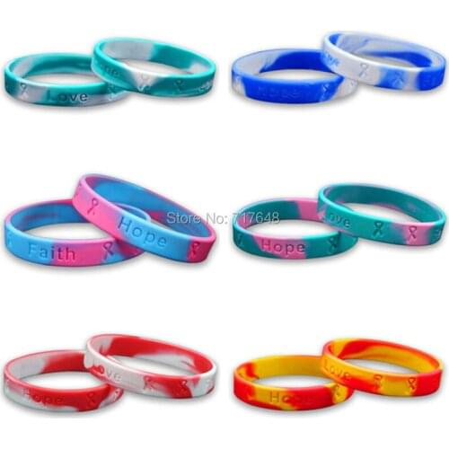 300pcs Camouflage Love hope faith wristband silicone bracelets free shipping by FEDEX