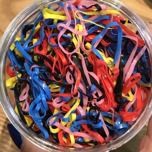 Mixed 500pcs Colorful Hairband Elastic Rubber Rope Cute Mini Hair Rope Girl Ponytail Band Women Hair Accessories Birthday Gift