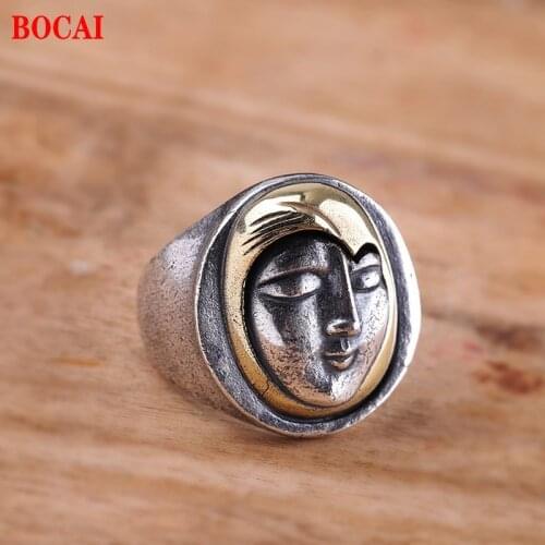 999 pure silver jewelry vintage mens ring opening adjustable European and American fashion brand personality jewelry