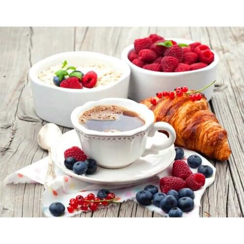 Full Square Round Drill 5D DIY Diamond Painting breakfast 3D Embroidery Bread fruit Cross Stitch mosaic Home Decor