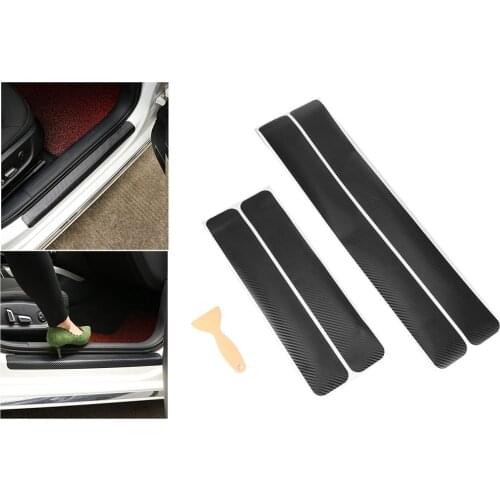 AOZBZ 4 pcs Car Door sill Protection Films Anti Scratch Carbon Fibre 3D Decal with Scraper for All Cars