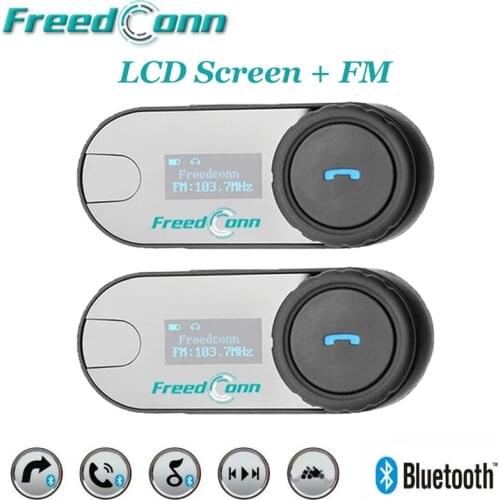 FreedConn TCOM-SC BT Interphone Motorcycle Helmet Intercom Wireless Bluetooth Headset Waterproof Headphone LCD FM