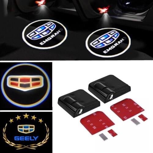 2pc Wireless Led Car Door Welcome Laser Projector Logo Shadow Lights For Geely Atlas Boyue NL3 X6 EX7 Emgrand X7 SUV GT GC9 boru