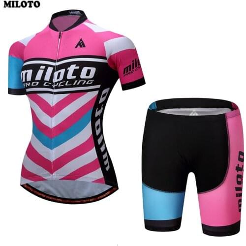 MILOTO Quick Dry Breathable Cycling Jersey Short Sleeve Summer Women Shirt Bicycle Wear Tops Bib Shorts Cycling Clothing