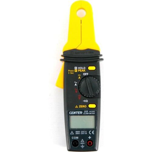 CENTER-223 AC/DC Clamp Meter (Mini Size, High Resolution),Added with Voltage and Continuity Function ,Data Hold Function