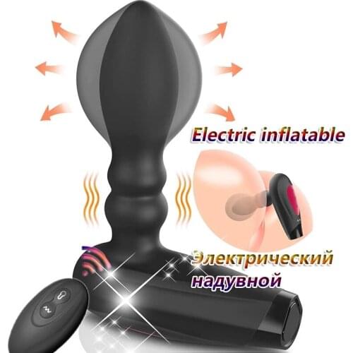 Electric Inflatable Anal Plug Vibrator Male Prostate Massager Anus Dilation Buttplug G-Spot Stimulation Erotic Sex Toys For Men