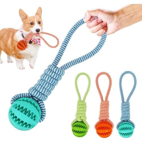 Pet Dog Puppy Cotton Rope Leakage Food Ball Molar Bite Resistant Chew Play Toy
