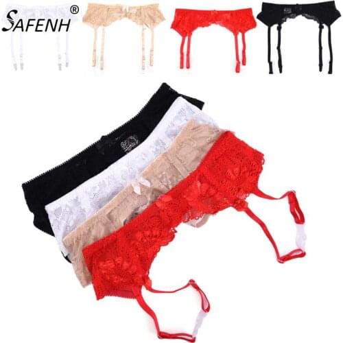 Women Bra Brief Sets Sexy Underwear Lace Open Crotch G-String + Bra + Net Socks + Sling Lingerie Set Cueca