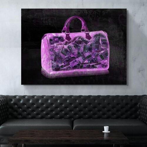 Modular Hd Prints US Dollar Picture Home Decor Purple Bag Paintings Canvas Poster Nordic Wall Art Money For Living Room Frame