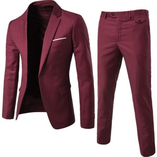 Men Spring 2 Pieces Classic Blazers Suit Sets Men Business Blazer +Pants Suits Sets 2019 Autumn Men Wedding Party Set