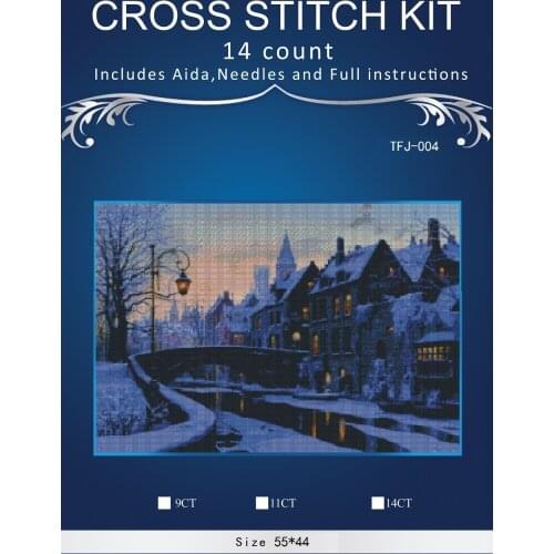 New Embroidery Counted Cross Stitch Kits Needlework - Crafts 14 ct DMC Color DIY Arts Handmade Decor Snowing evening