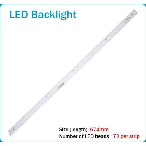 New 72LED 674mm LED backlight strip for Samsung UE55K5510AK UA55K6300 BN96-39508A 39509A LM41-00238A 00301A V6EY_550SM0_LED72_R4