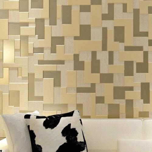 Beibehang papel de parede 3D Mosaic Lattice Wall paper Europe Modern Embossed Flocking Living room TV Background Wallpaper roll