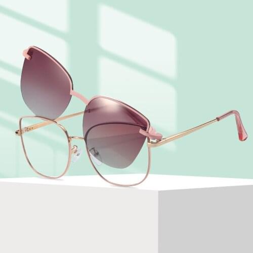 Butterfly Women Magnetic Clip Sunlasses Polarized Alloy Lady Anti-blue Light Glasses Frame Men Optical Eyeglasses Driving Shades