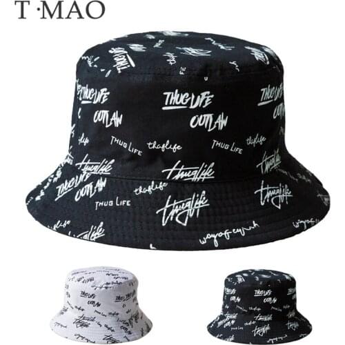 T-MAO Women Bucket Hat Fisherman Hat Cotton Double Sided Cute Kpop Print Fashion Mens Caps Sun Hat