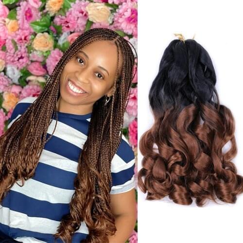 Full Star French Curl Spiral Curl Crochet Braids Knotless Ombre Braiding Hair 22 inch 75 g Synthetic Hair Extension for Women