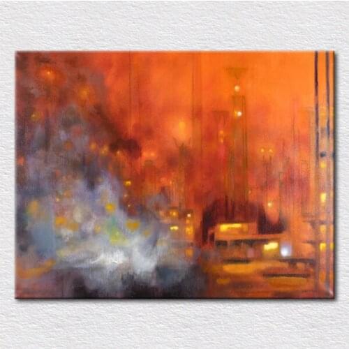 Retail room decor art quality Canvas prints from impression Abstract city night oil painting fine craft for house free shipping
