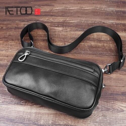 AETOO Genuine leather mens business messenger bag, first layer leather casual shoulder bag, trendy fashion leather mens bag