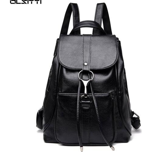 Large Capacity Multifunction Anti-theft Backpacks for Women 2021 New Trend Simple Soft Leather Travel School Bag Sac A Dos
