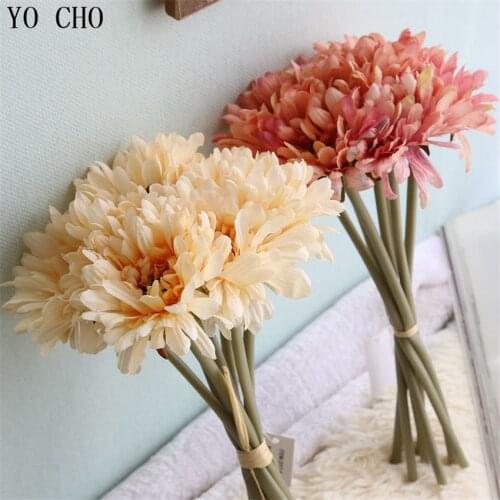 YO CHO High Quality Artificial Oil Painting African Chrysan Themum Bouquet Silk Flower Wedding Gift Study Bedroom Garden Decor