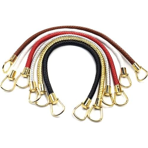 1 Pair 48cm Long Handbag Braided PU Leather Purse Handles Replacement for Handbags Shoulder Bag Straps DIY Accessories KZ0346-1
