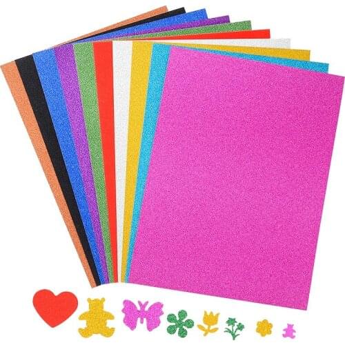 10pcs /bag 2MM Thick A4 with Gold Powder Sheet Material Glitter Bright Sponge Paper Foam Paper Kindergarten Handmade