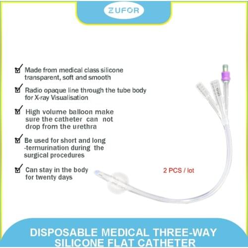 2pcs/lot Disposable 3 way Silicone Foley Catheter Medical Silicone Mens urology Urethral urine tube sex catheters