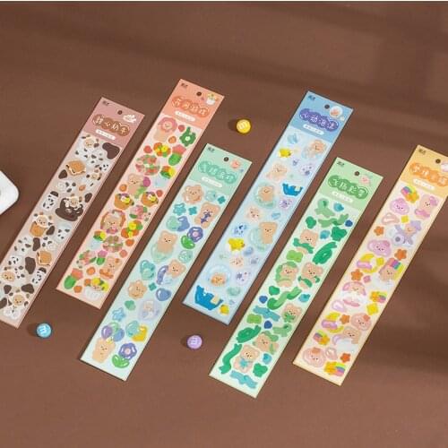 2 pcs/lot Cute Bear Sticker Bubble ribbon Decorative PET Stickers Scrapbooking diy Label Diary Stationery Album Journal Planner