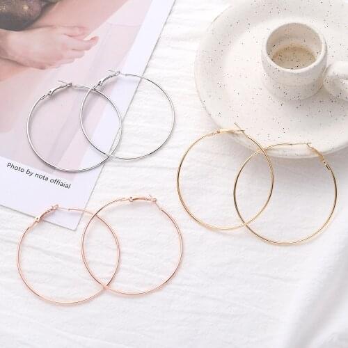 2020 Fashion Punk Women Hoop Earrings Party Bar 6cm Big Circle Earrings three Color Plated for Women Ladies Jewelry Accessory