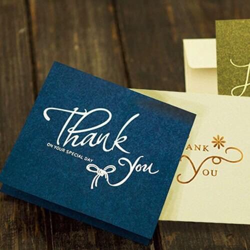 5pcs Creative Art Font Thank You Thanks Blessing Greeting Cards Stamped Thanksgiving Holidays Universal Cards Postcard