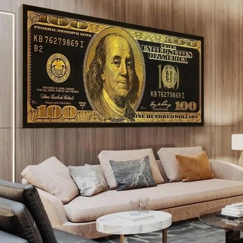 Abstract Money 100 USA Dollars Canvas Painting Wall Art Posters Prints Wall Pictures for Living Room Home Wall Cuadros Decor