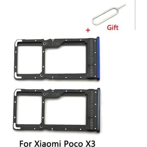 For Xiaomi Poco X3 NFC Reader Sim&SD Card Tray Holder Slot Adapter Accessories For Mi Poco X3 Replacement Part