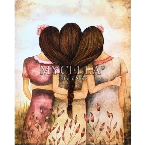 5D Diamond Painting Cross Stitch Three Sisters Beauty Girls DIY Diamond Embroidery Home Decor Full Diamond Mosaic Wall Stickers