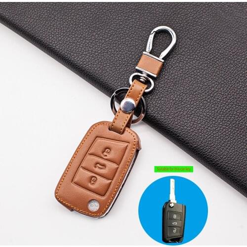 Car Fashion Leather Key Case Cover Key Bag For Volkswagen Golf 7 For Skoda Octavia A7 Key Portect Case Car-styling Auto Part